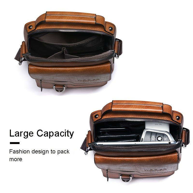 Men'S Genuine Leather Crossbody Vintage Business Bag