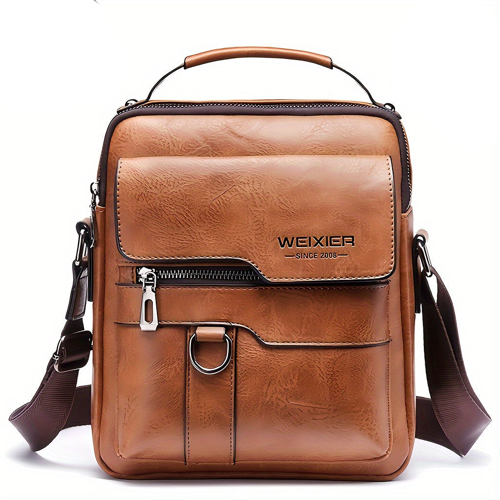 Men'S Genuine Leather Crossbody Vintage Business Bag