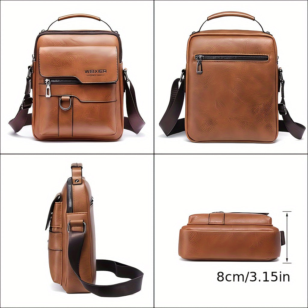 Men'S Genuine Leather Crossbody Vintage Business Bag