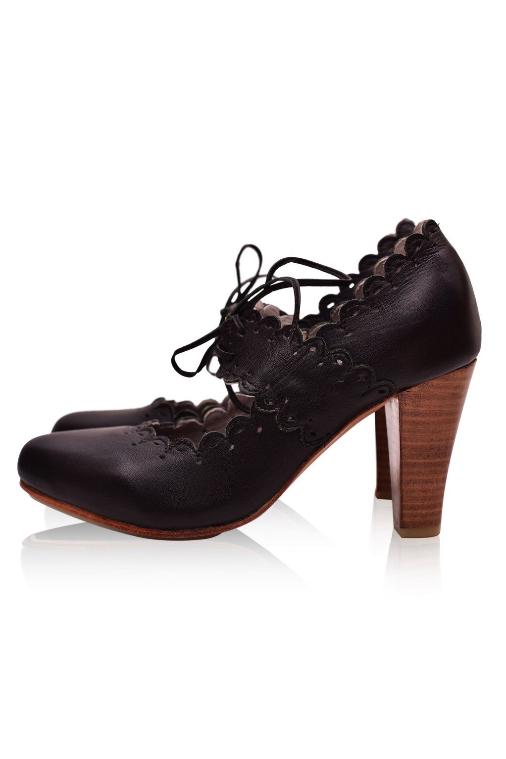 Paradise Bird Scalloped Leather Heels