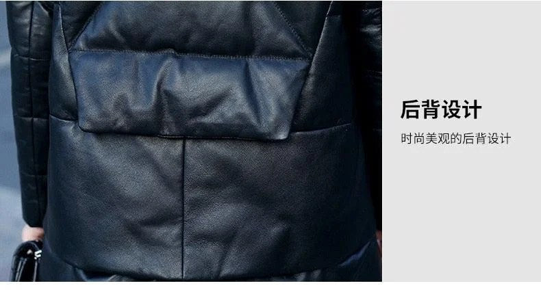 Genuine Leather Jacket Women Fox Fur and Hooded