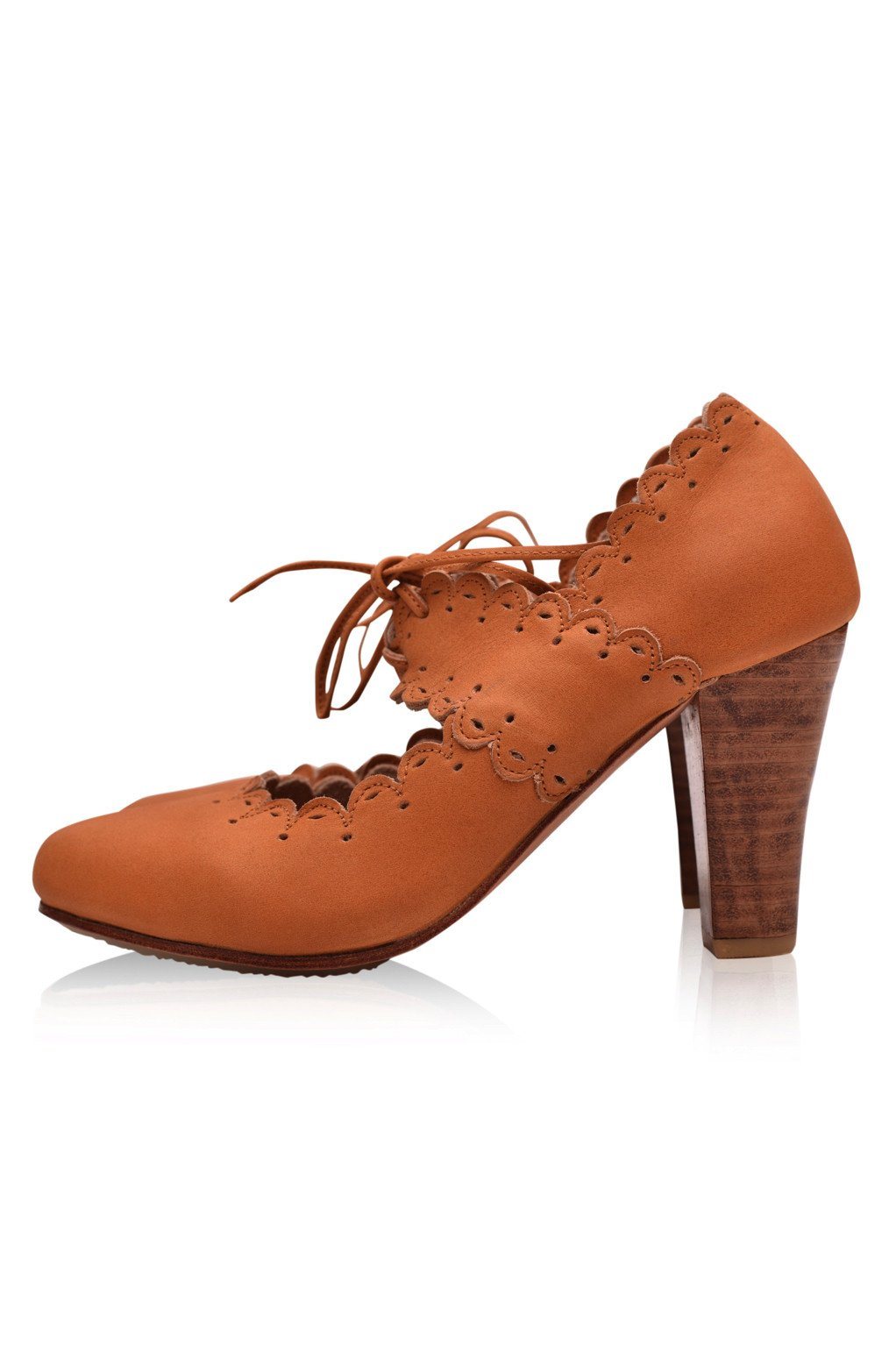 Paradise Bird Scalloped Leather Heels