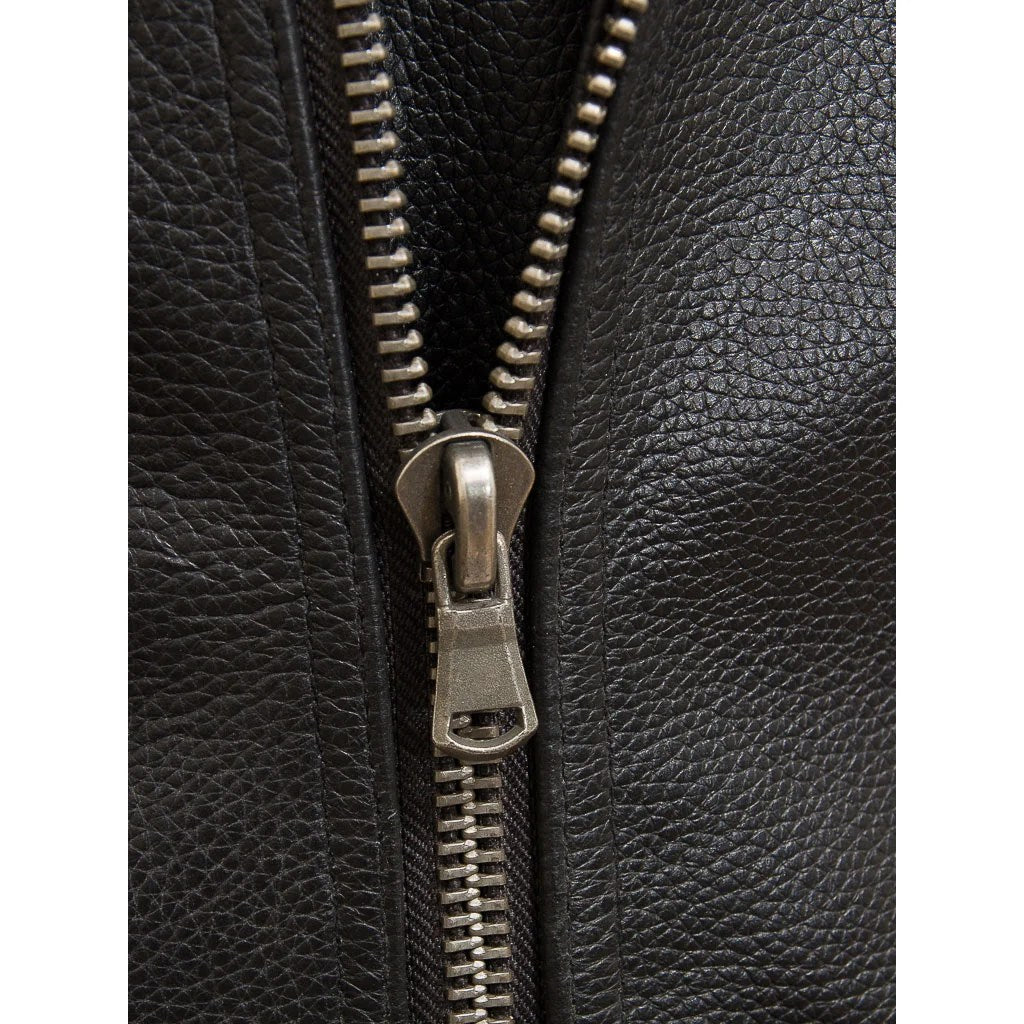 MEN BLACK BELTED LEATHER JACKET COAT HARFORD