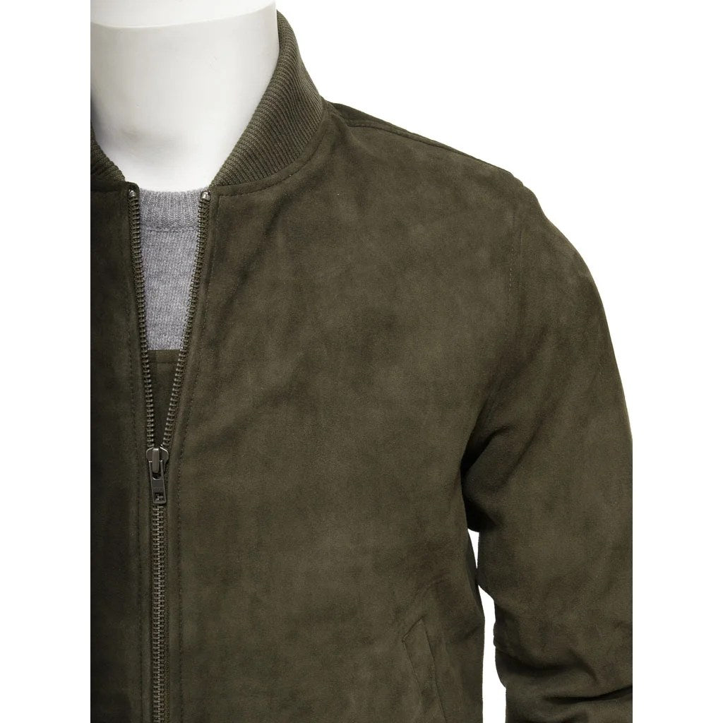 MEN OLIVE SUEDE BOMBER JACKET BERKSHIRE
