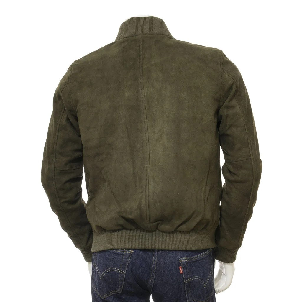 MEN OLIVE SUEDE BOMBER JACKET BERKSHIRE