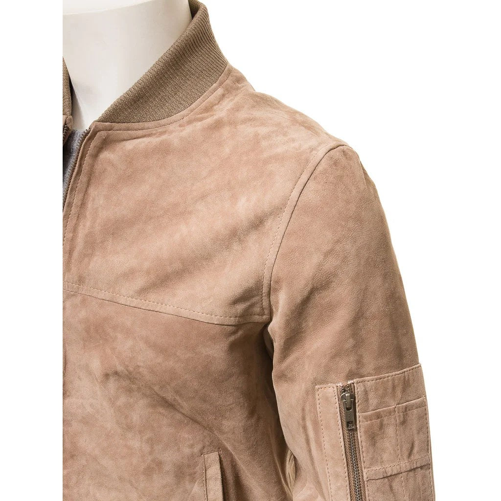 MEN SAND SUEDE BOMBER JACKET BIRDSALL