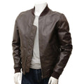 MEN BROWN LEATHER BOMBER JACKET BRIGHTON