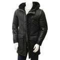 MEN BLACK SHEEPSKIN DUFFLE COAT GALWAY