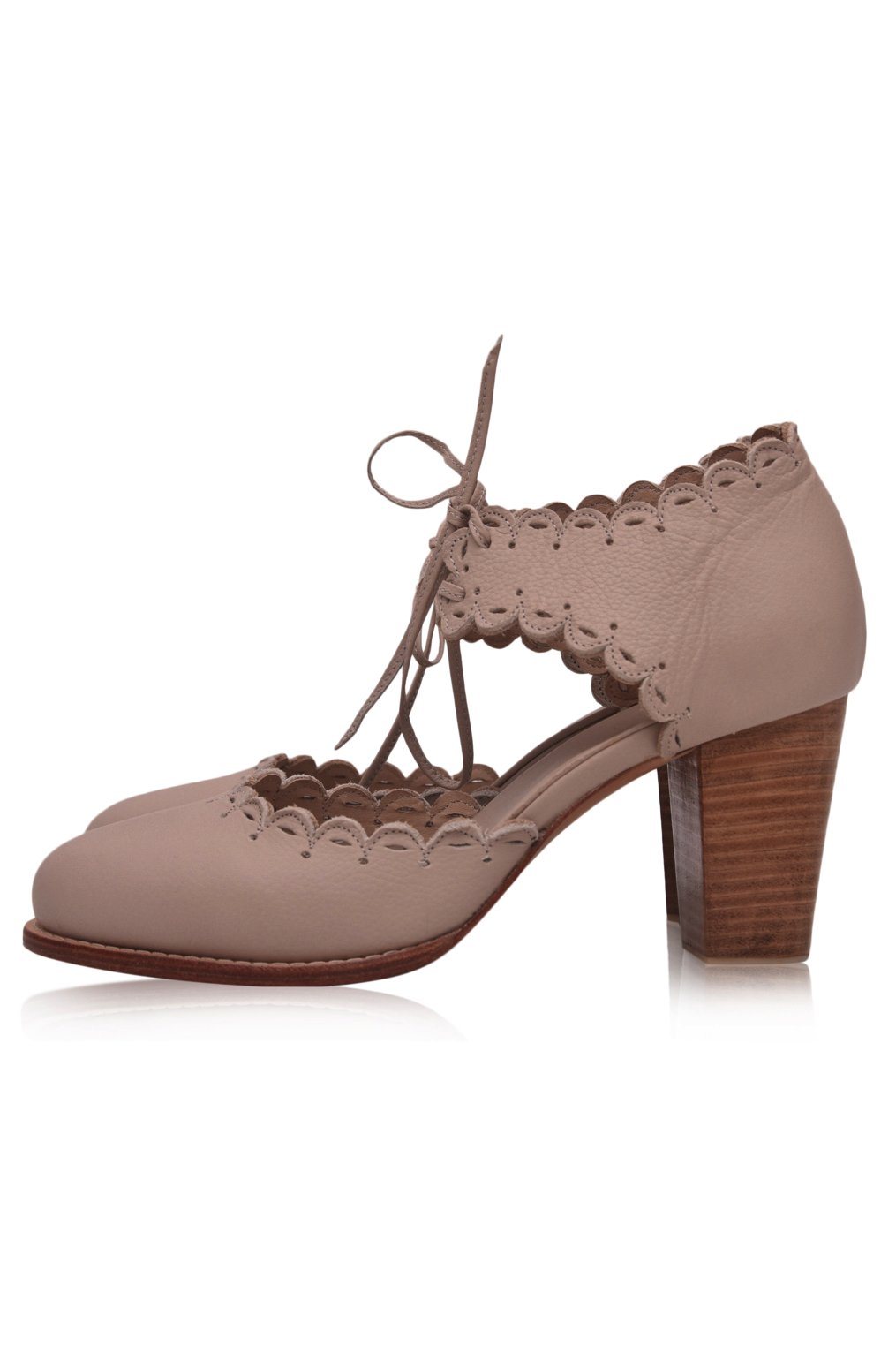 Dance Queen Scalloped Leather Heels