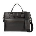 K0043AB | Briefcase in Waterproof Nylon/Full Grain Leather with Light Grain - Black Color - Inside Clutch Bag - Shiny Silver Accessories - Size 39 x 30 x 12 cm - Packaging: Tnt Bag
