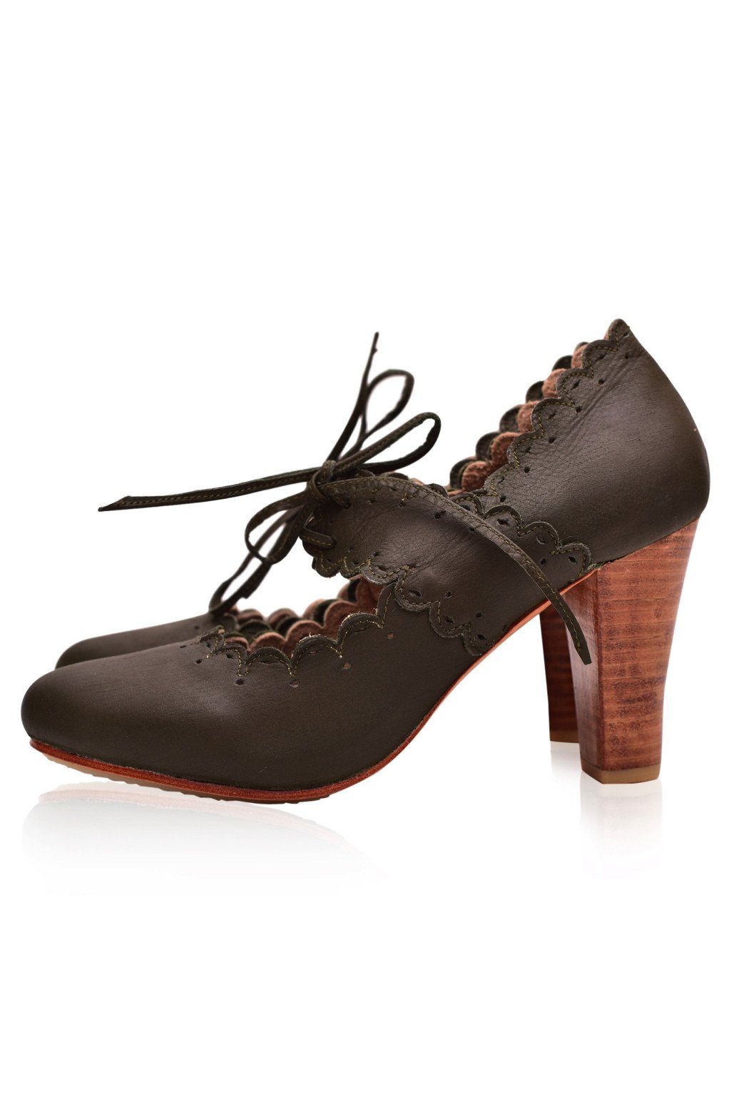 Paradise Bird Scalloped Leather Heels