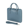 RB1019P | Made in Italy Genuine Leather Unisex Business Briefcase with removable shoulder strap. Shiny Nickel metal snap hook attachments - Avio color - Dimensions: cm 37 x 29 x 6.5