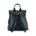 RB1021A | Women's Soft Genuine Leather Backpack Made in Italy with Adjustable Shoulder Straps. Zipper and Polished Gold Metal Accessories - Black Color - Dimensions: 30 x 34 x 10.5 cm