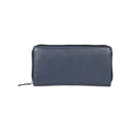RB12080D | Women's wallet in genuine full-grain leather, with light grain. Blue color. RFID protection. Size: 20 x 10 x 2.5 cm. Packaging: gift box bottom/cover