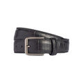 RB4024A | Men's Belt Made in Italy in Genuine Full-Grain Crocodile-Embossed Leather. Satin Gunmetal Buckle. Black. Dimensions: 125 x 3.5 x 0.5 cm (waistline 110 cm).