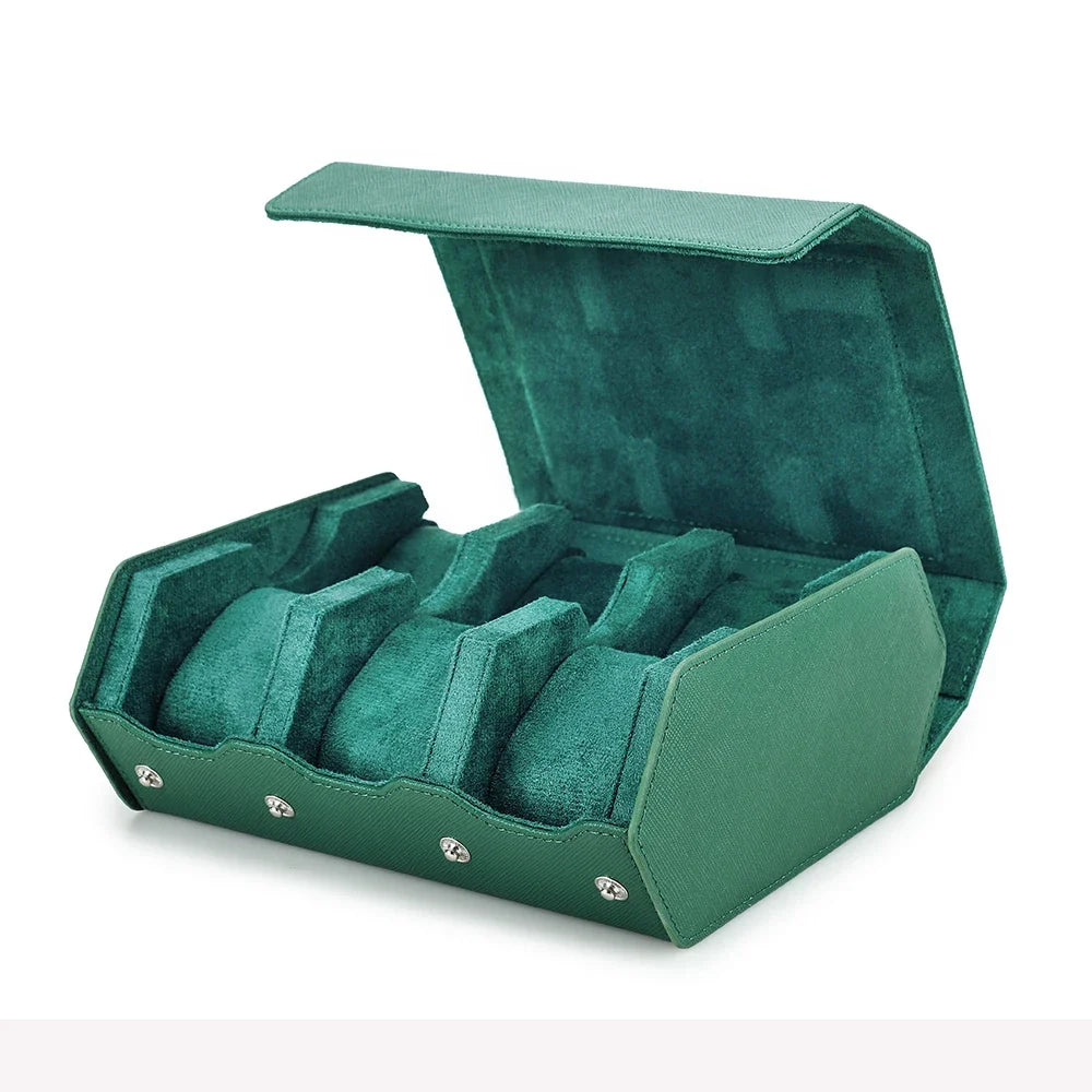 6-Slot Genuine Leather Watch Roll – Hexagon Watch Storage & Travel Display Case