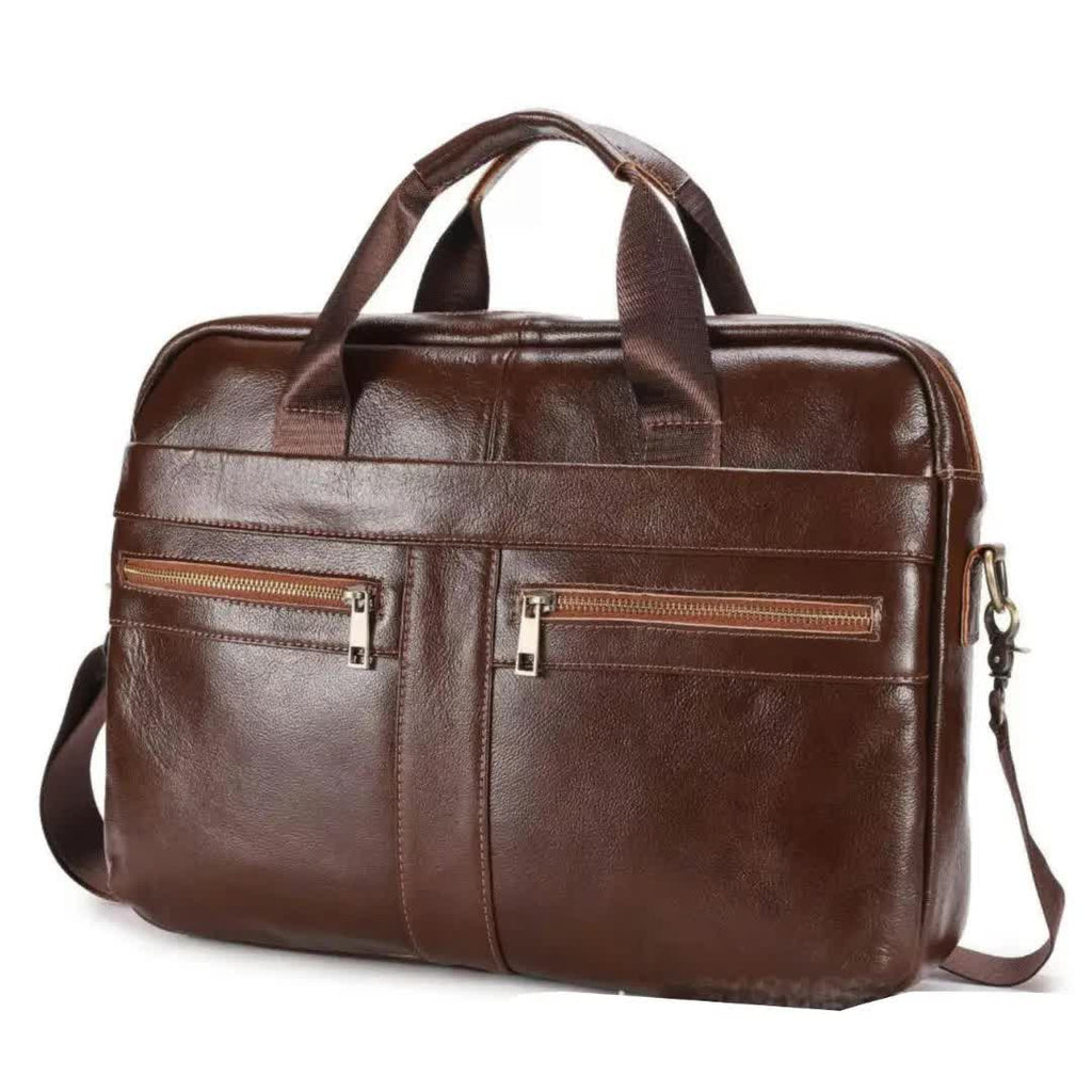 NNEDSZ Brown Men's Genuine Leather Briefcase - Classic Business Messenger Bag