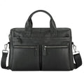 NNEDSZ Black Men's Genuine Leather Briefcase - Classic Business Messenger Bag