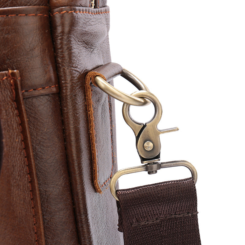 NNEDSZ Brown Men's Genuine Leather Shoulder Bag - Vintage Business Briefcase