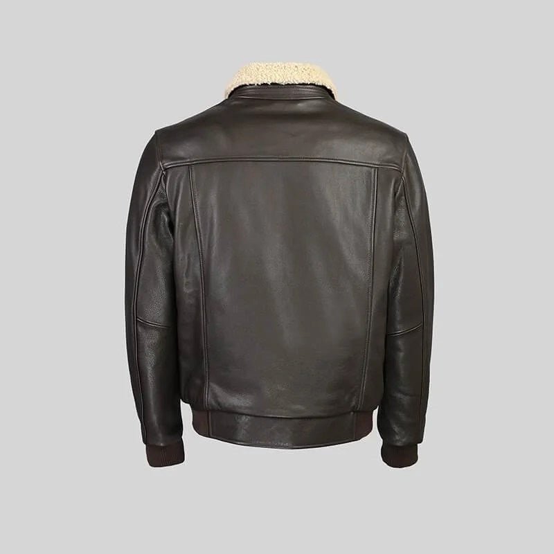 Arlo Men’s Bomber Full Grain Leather Jacket With Fur Collar - NaimLeather