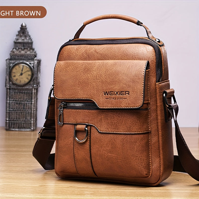 Men'S Genuine Leather Crossbody Vintage Business Bag