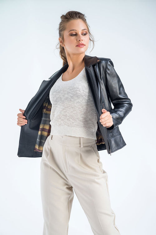 Black Genuine Classic Cut Leather Jacket - NaimLeather