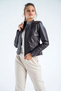 Brown Genuine Cropped Leather Jacket - NaimLeather