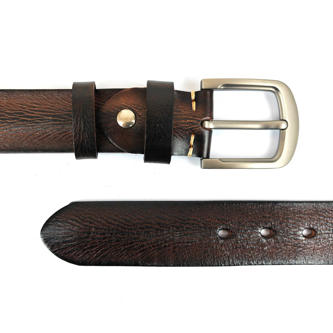 Classic Men's Dark Brown Genuine Leather Belt - NaimLeather