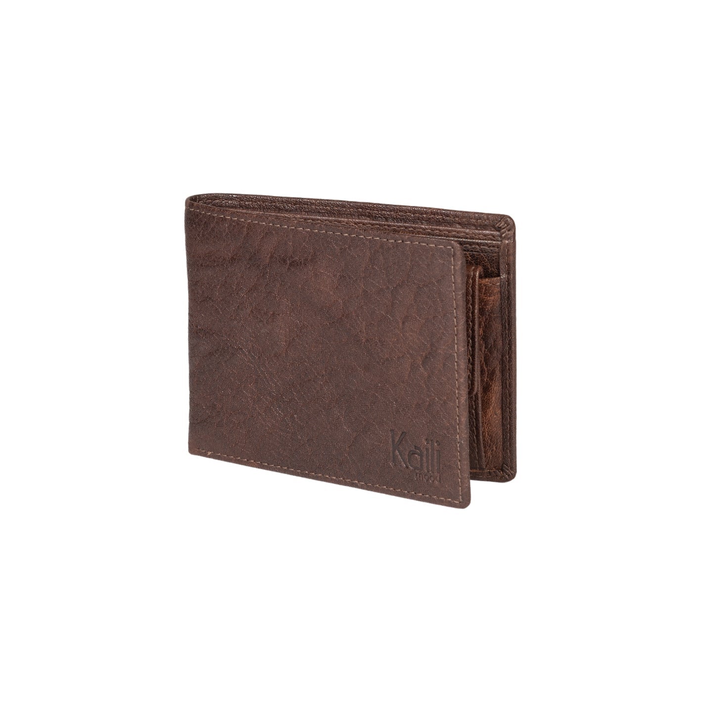 K10603BB | Men's wallet in genuine full-grain leather, Volanata. Dark Brown color. Pocket p/coins. Size when closed: 12.5 x 9.3 x 1 cm. Packaging: hard bottom/cover Gift Box - NaimLeather