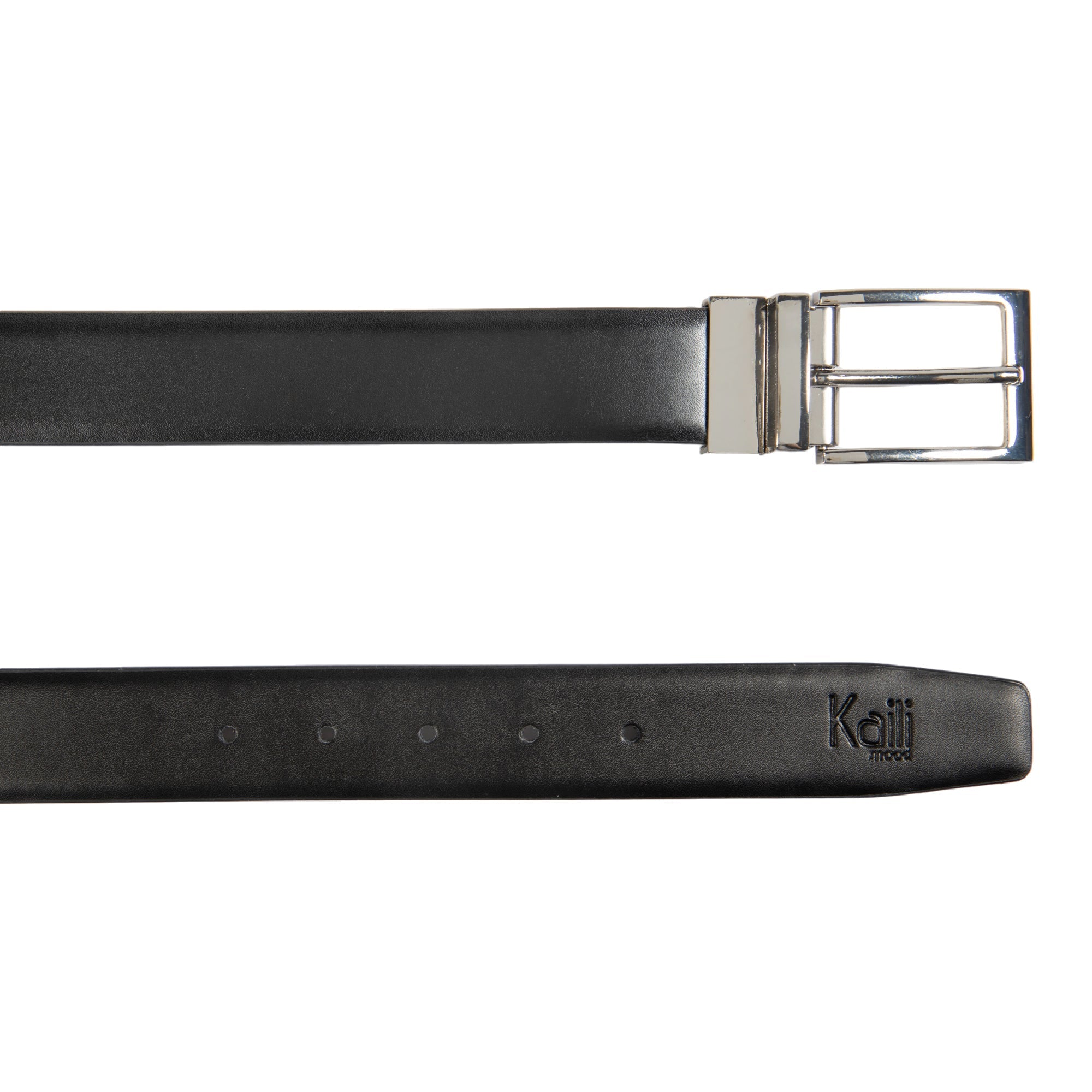 K4002AFB | Men's Doubleface Belt in Genuine Leather, Smooth and Suede. Black / Gray color. Size: 125 x 3.5 x 0.5 cm (waist 110 cm). Packaging: hard bottom/cover Gift Box - NaimLeather