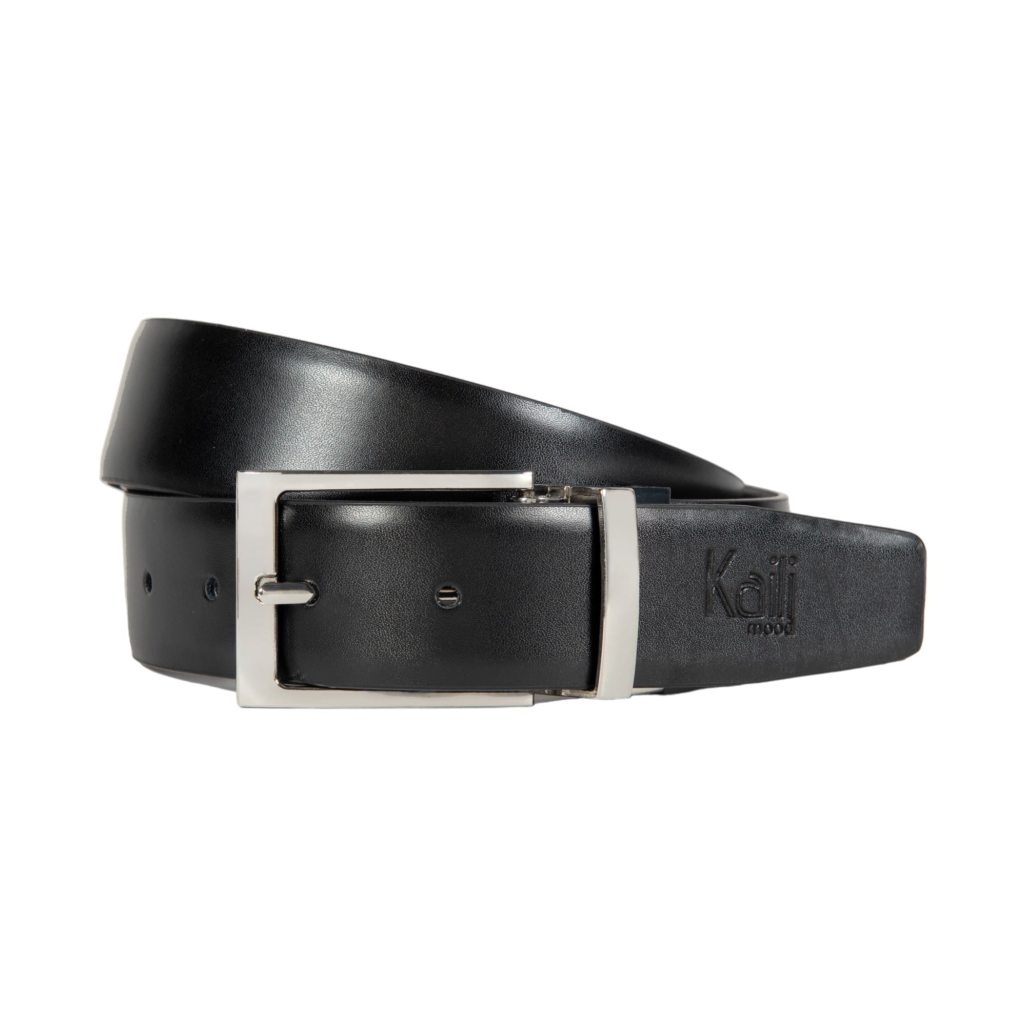 K4002AFB | Men's Doubleface Belt in Genuine Leather, Smooth and Suede. Black / Gray color. Size: 125 x 3.5 x 0.5 cm (waist 110 cm). Packaging: hard bottom/cover Gift Box - NaimLeather