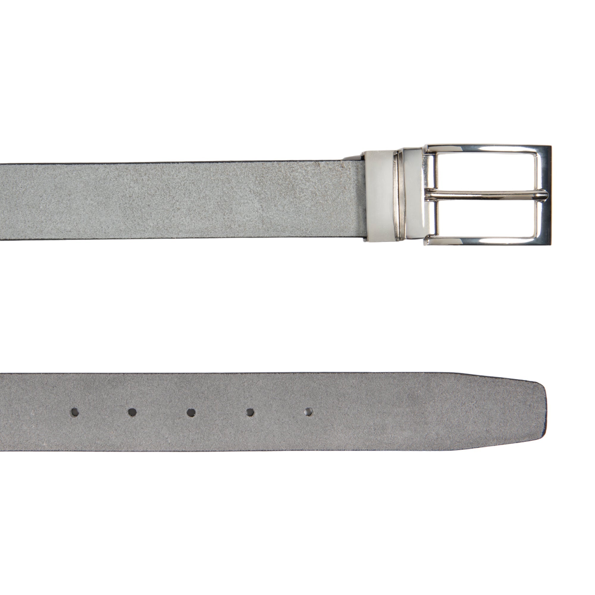 K4002AFB | Men's Doubleface Belt in Genuine Leather, Smooth and Suede. Black / Gray color. Size: 125 x 3.5 x 0.5 cm (waist 110 cm). Packaging: hard bottom/cover Gift Box - NaimLeather
