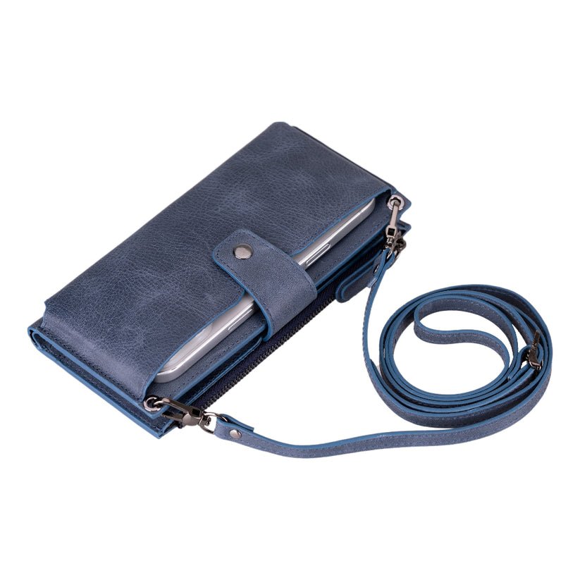 Kaycee Leather Women's Cell Phone Wallet with Strap - NaimLeather