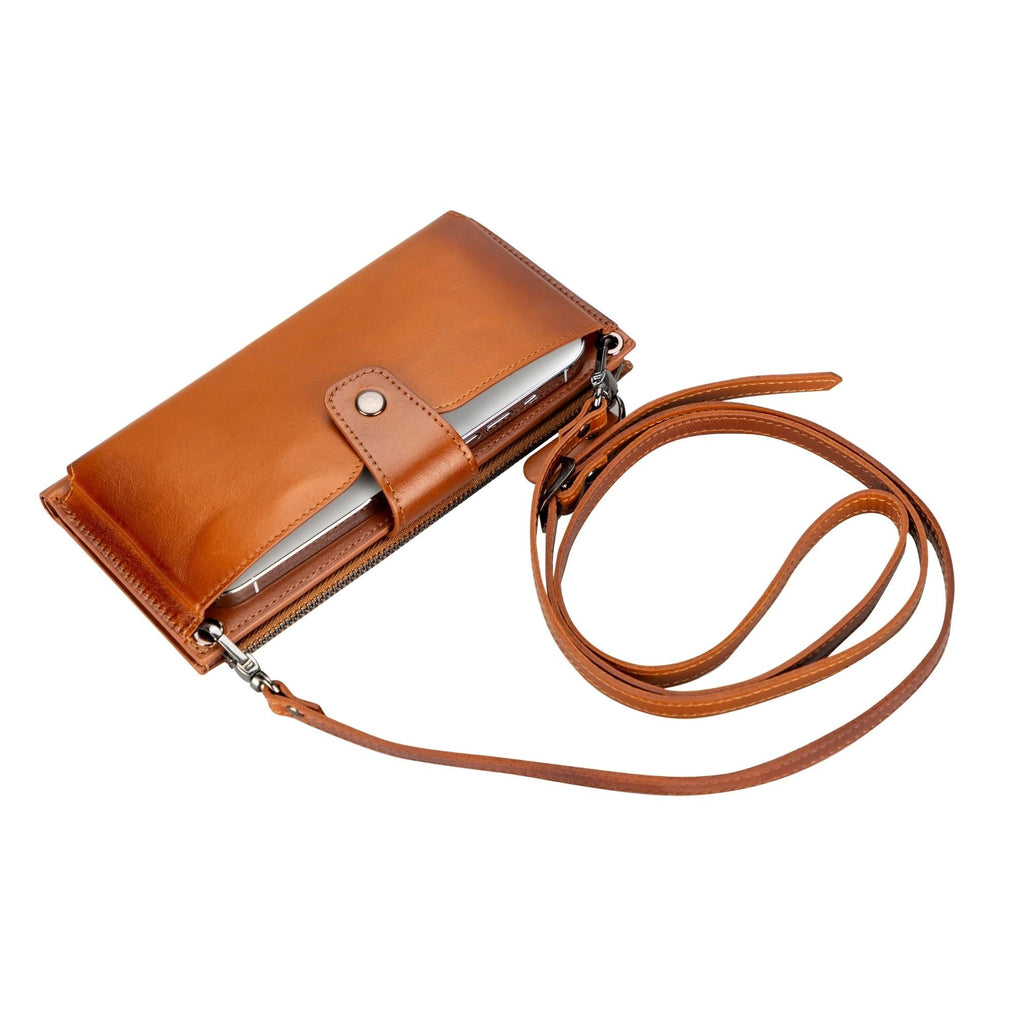 Kaycee Leather Women's Cell Phone Wallet with Strap - NaimLeather