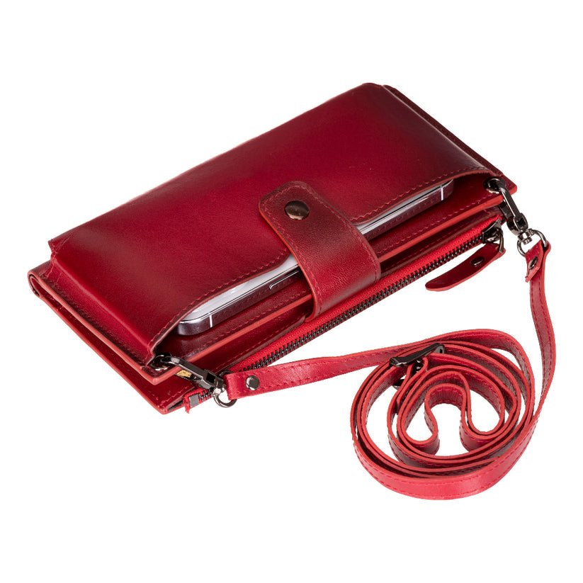Kaycee Leather Women's Cell Phone Wallet with Strap - NaimLeather