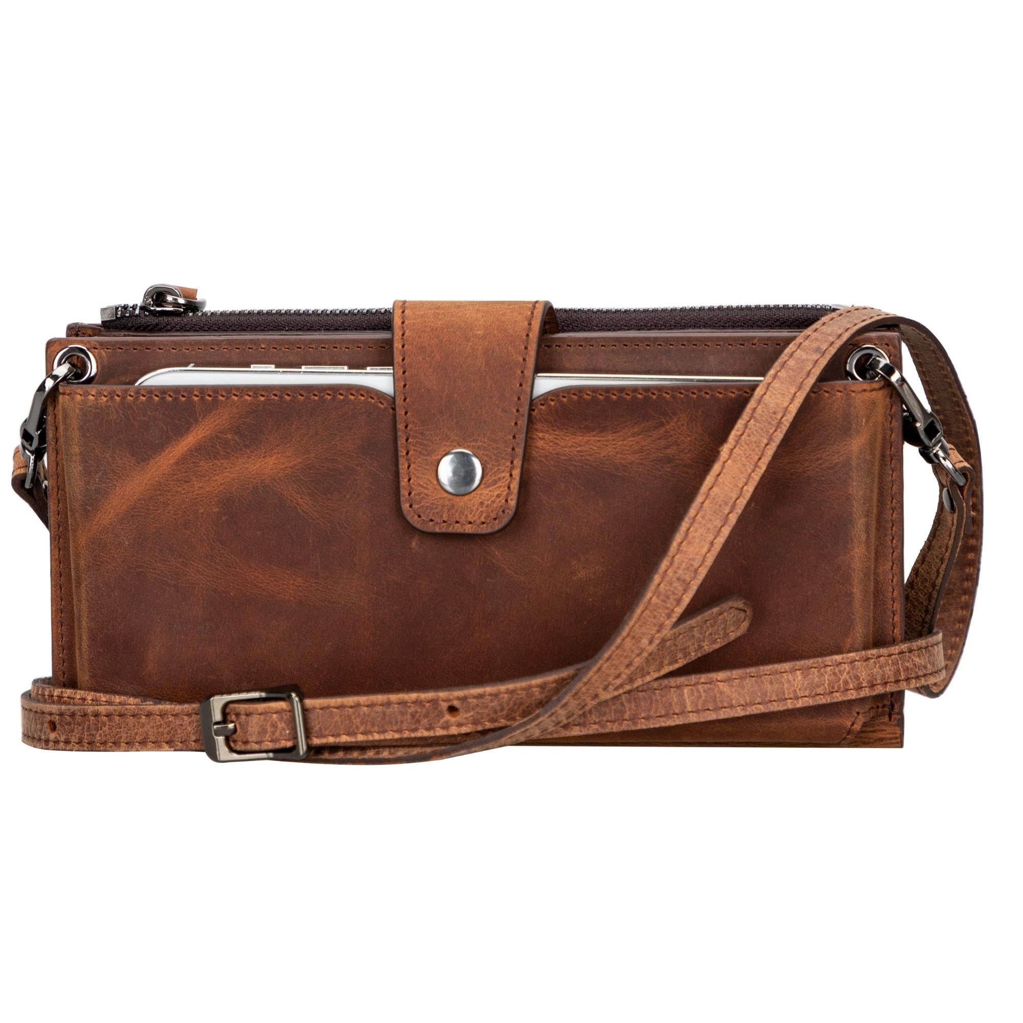 Kaycee Leather Women's Cell Phone Wallet with Strap - NaimLeather