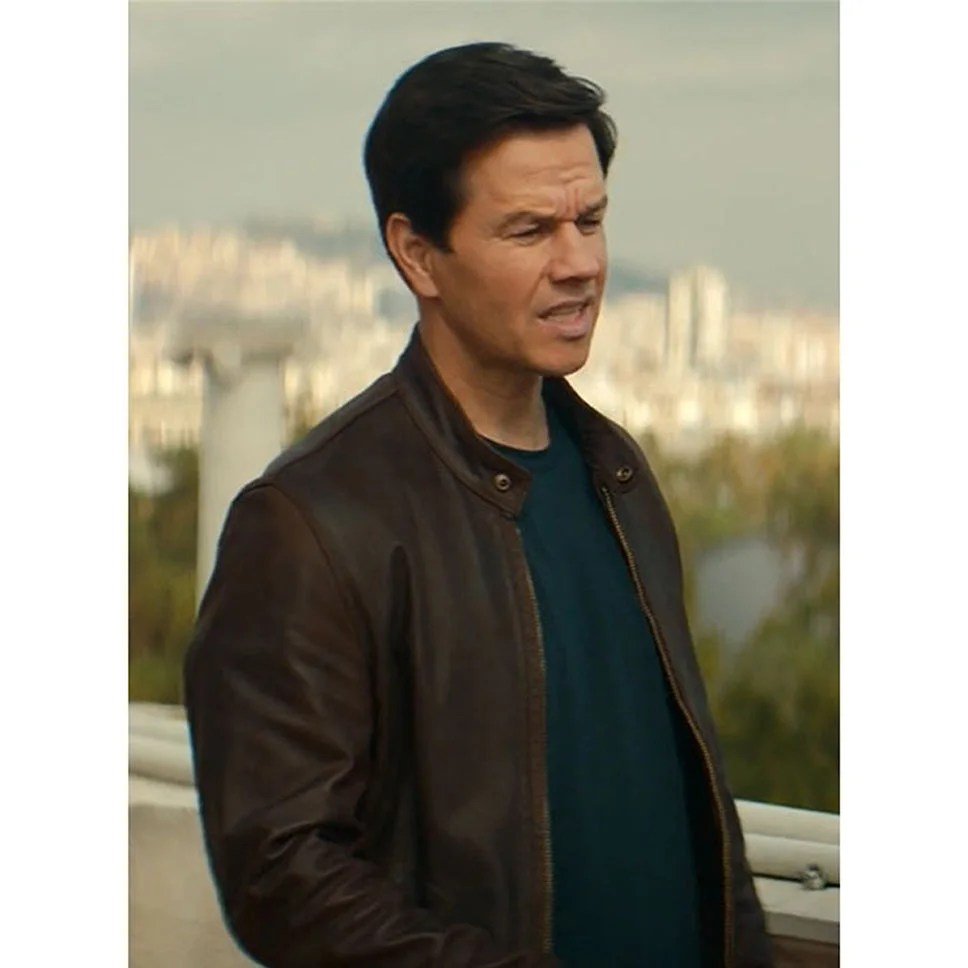 Mark Wahlberg Genuine Leather Biker Jacket Brown - NaimLeather