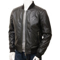 MEN BLACK LEATHER BOMBER JACKET BRANDON - NaimLeather