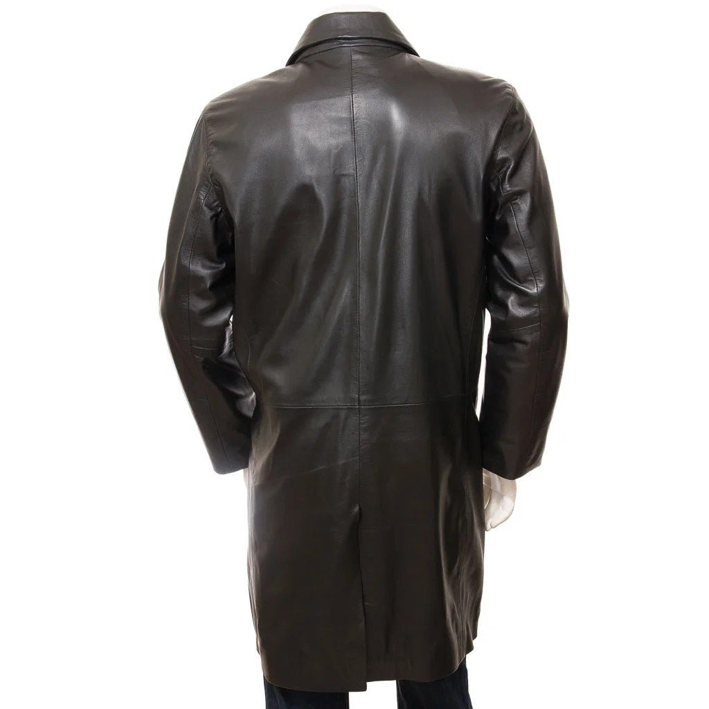 MEN CLASSIC BLACK LEATHER OVERCOAT CAMBRIDGE - NaimLeather
