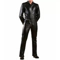 Mens Genuine Black Leather Bodysuit Jumpsuit - NaimLeather