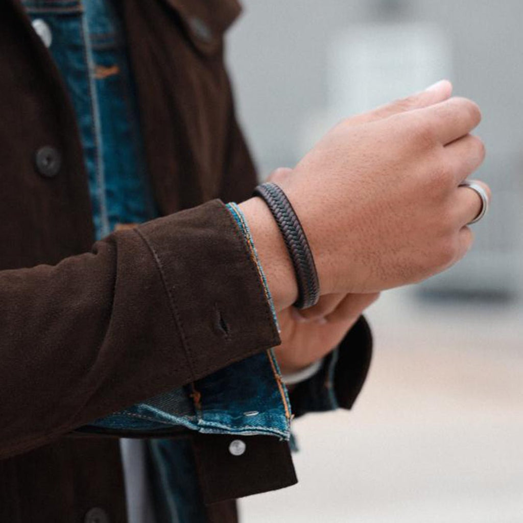 Men's Genuine Braided Leather Berkeley Bracelet - NaimLeather