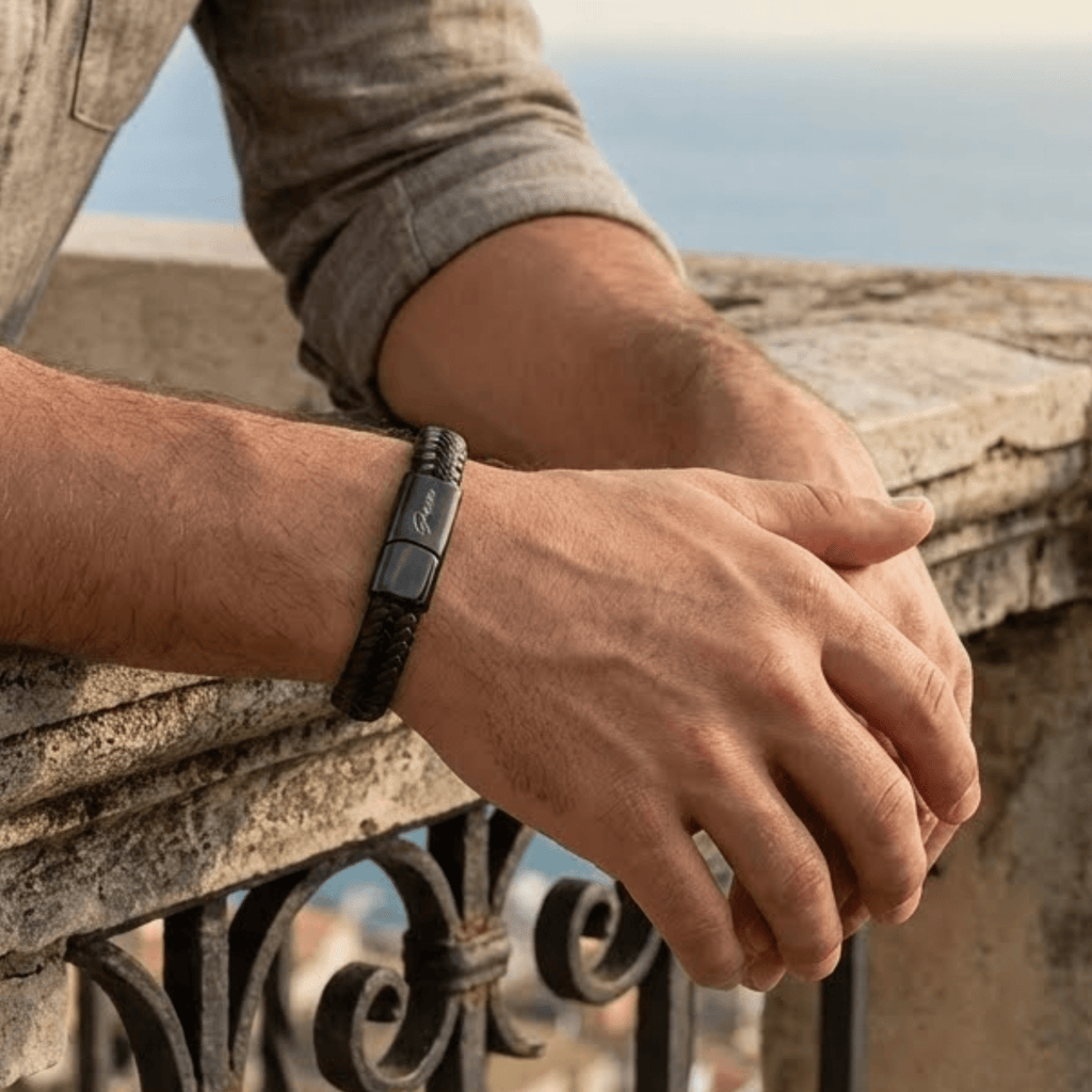 Men's Genuine Braided Leather Berkeley Bracelet - NaimLeather