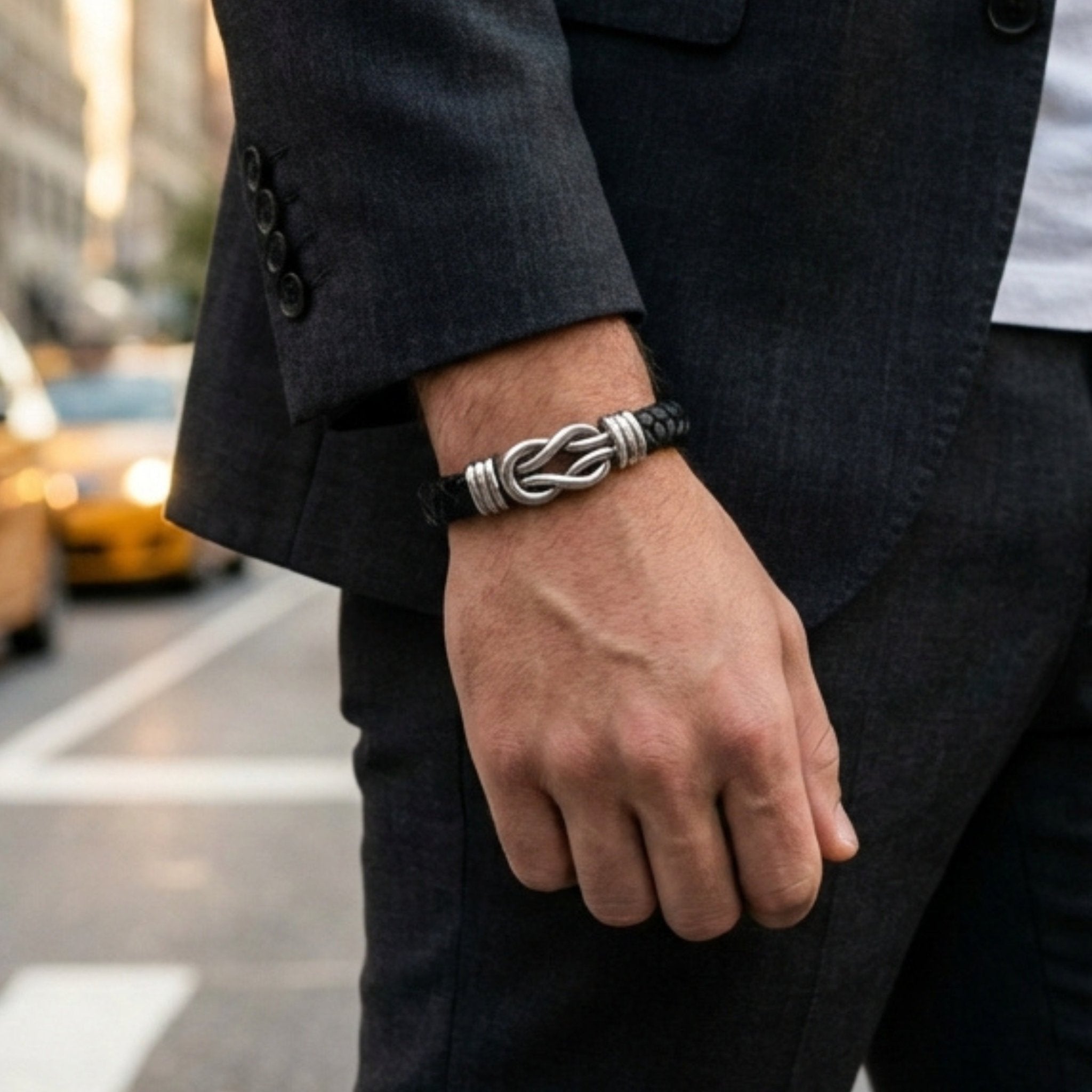 Men's Genuine Braided Leather Kensington Bracelet - NaimLeather