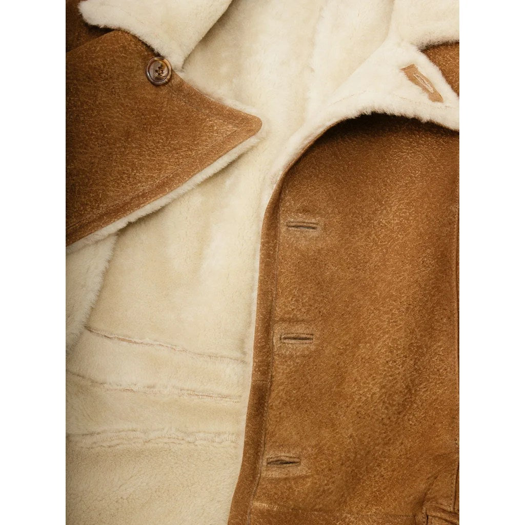 MENS TAN SHEEPSKIN TRENCH COAT GLENVILLE - XL