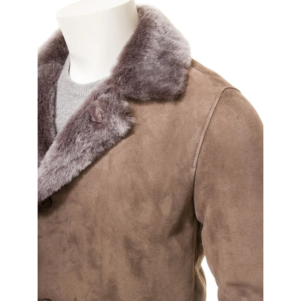 MENS TAUPE SHEEP SHEARLING COAT GHENT - L