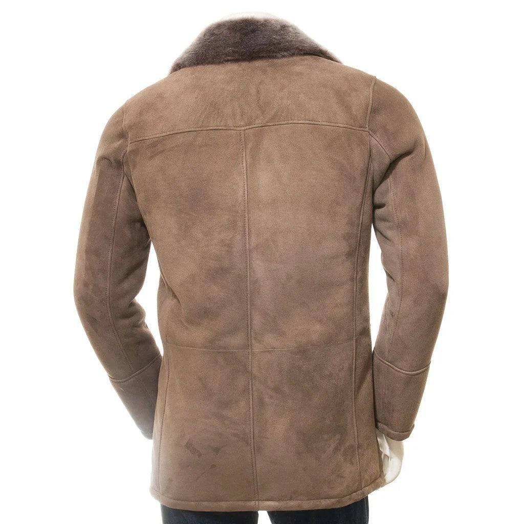 MENS TAUPE SHEEP SHEARLING COAT GHENT - XL