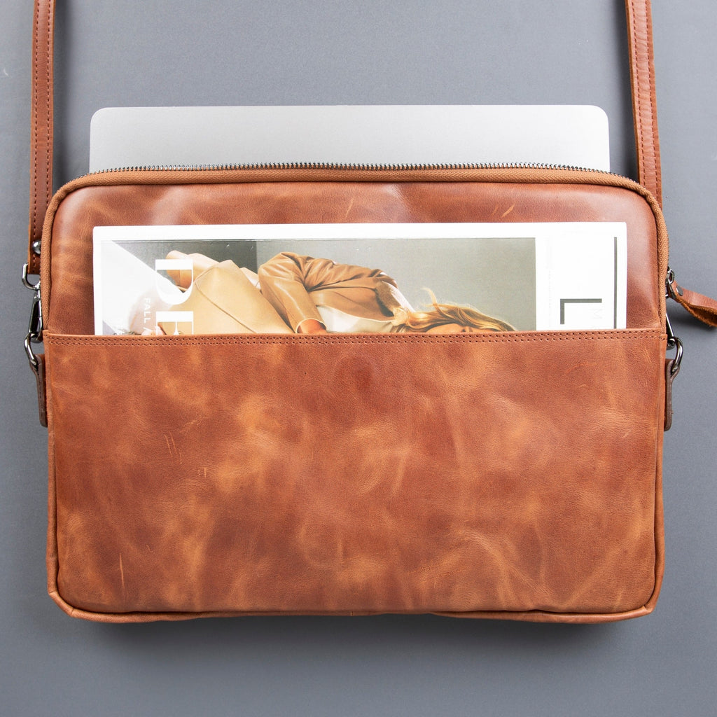 Seward Leather Laptop Bag with Shoulder Strap - MacBook Sleeve 14" & 16" - NaimLeather