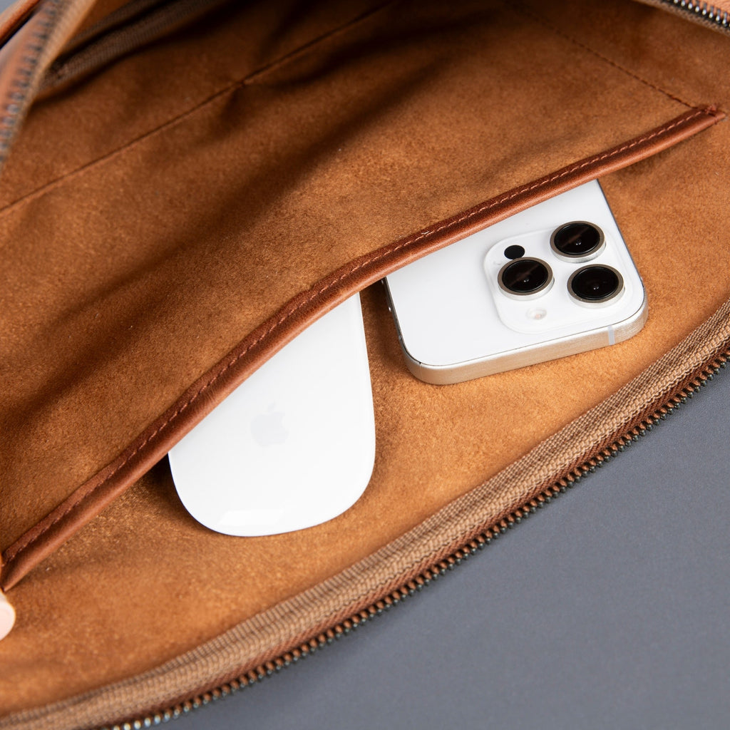 Seward Leather Laptop Bag with Shoulder Strap - MacBook Sleeve 14" & 16" - NaimLeather