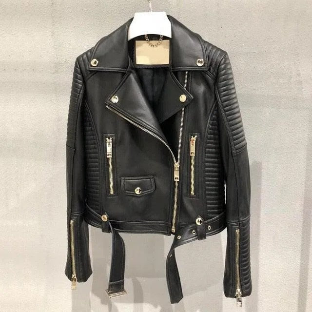 Sleuve Luxury Genuine Leather Jacket Women - NaimLeather