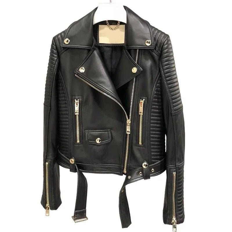 Sleuve Luxury Genuine Leather Jacket Women - NaimLeather